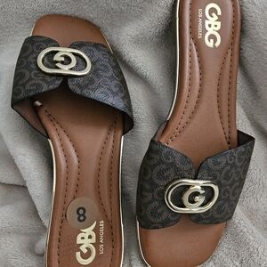 GBG Los Angeles Dark Patterned Slide Sandals